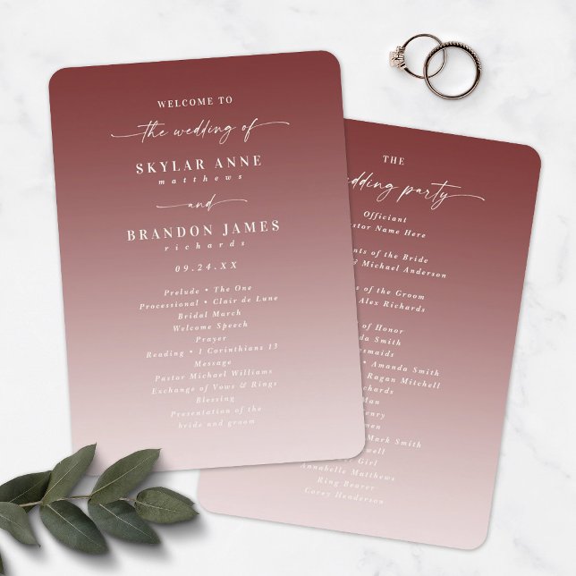 Ombre Cinnamon & Pink Wedding Ceremony Program Programm (Von Creator hochgeladen)