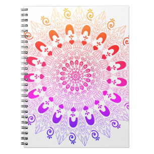 Ombre Colors Mandala Blume Design Sketch Art Notizblock