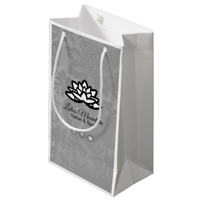 Ombre Damask individualisierbare Einkaufstasche Kleine Geschenktüte (Vorderseite Schrägansicht)