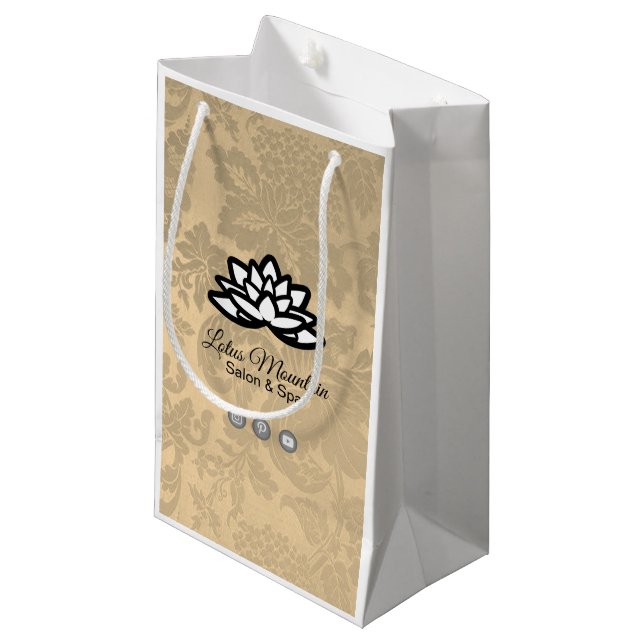 Ombre Damask individualisierbare Einkaufstasche Kleine Geschenktüte (Vorderseite Schrägansicht)