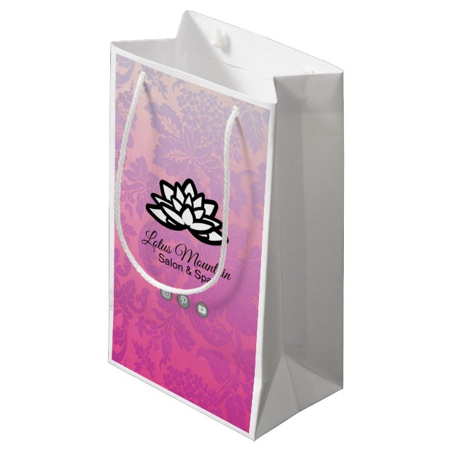 Ombre Damask individualisierbare Einkaufstasche Kleine Geschenktüte (Vorderseite Schrägansicht)