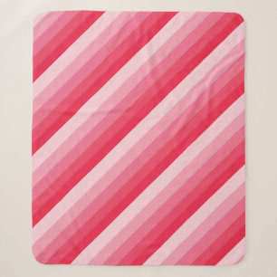 Ombre diagonale Streifen in Rot bis Rosa Sherpadecke