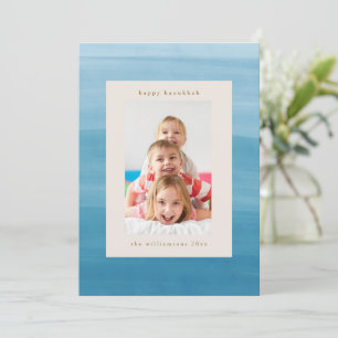Ombre Dip Dye Ozeanblau Hanukkah-Foto Feiertagskarte