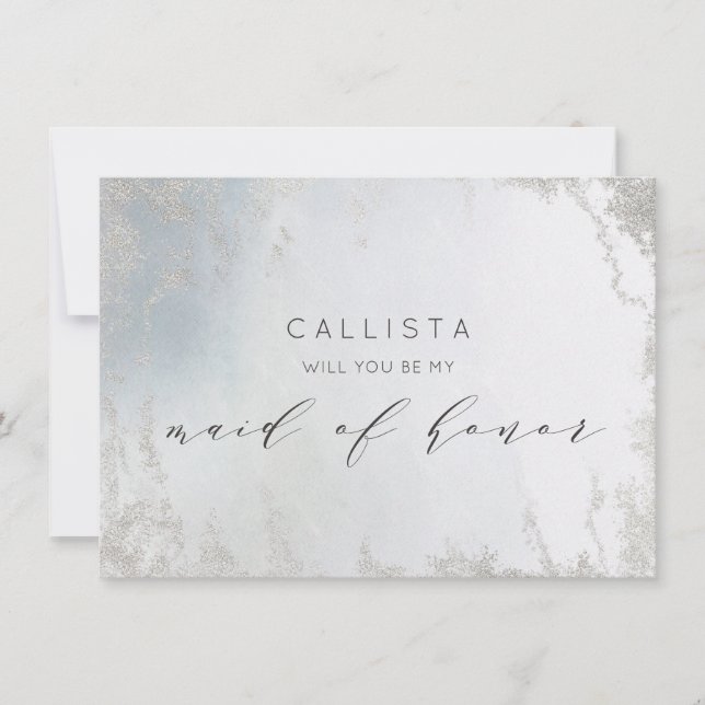 Ombre Dusty Blue Frost Trauzeugin Vorschlag Card (Vorderseite)
