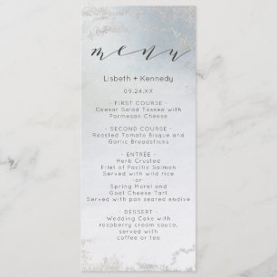 Ombre Dusty Blue Mattiert Silver Foil Luxe Dinner Menükarte