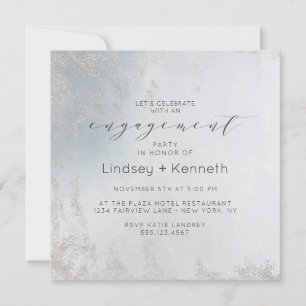 Ombre Dusty Blue Mattiert Square Engagement Party Einladung