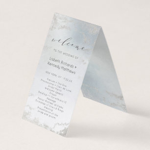 Ombre Dusty Blue Mattiert Wedding Zeremony Program