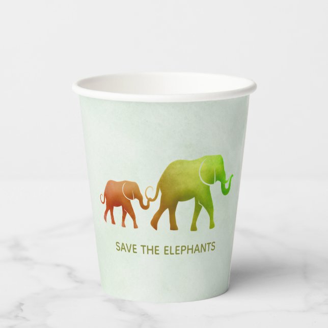 Ombre Elephants Design Paper Cups Pappbecher (Rückseite)