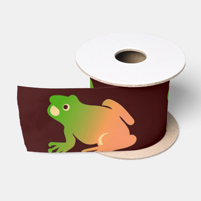 Ombre Farbblockfrosch auf Braun Satinband (Spule)