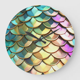 Ombre-Farbige Schuppen Große Wanduhr