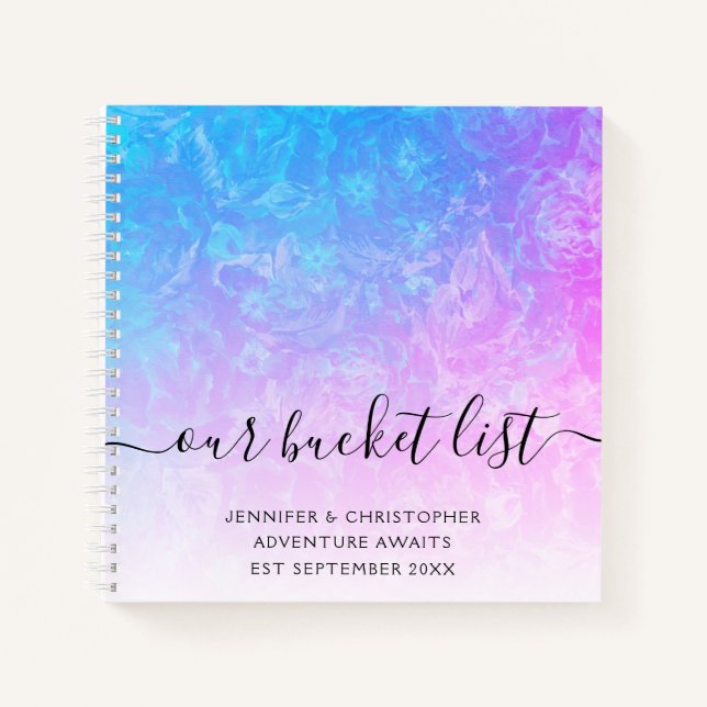 Ombre Floral Our Bucket List Notizbuch (Vorderseite)