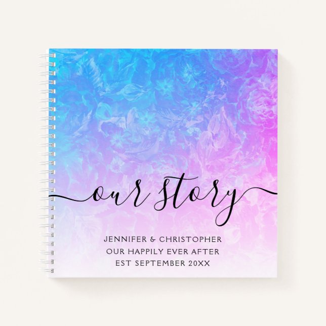 Ombre Floral Our Story Erinnerungen Couple Notizbuch (Vorderseite)