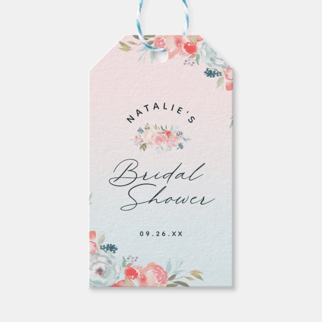 Ombre French Garden Floral Brautparty Gevor Geschenkanhänger (Vorderseite)