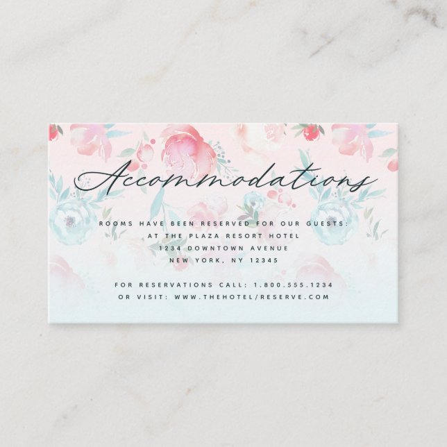 Ombre French Garden Floral Wedding Unterkünfte Begleitkarte (Vorderseite)