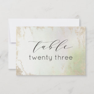 Ombre-Frühlingsgrün-Goldfolie-Hochzeitstisch-Numme Einladung