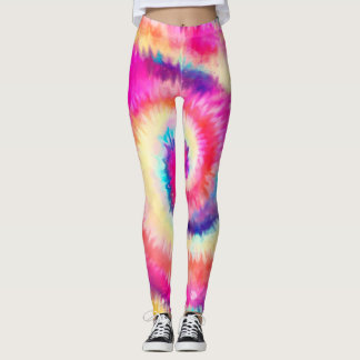 Ombre Gefärbte Krawatte Rainbow Swirl Rosa Gelb Leggings