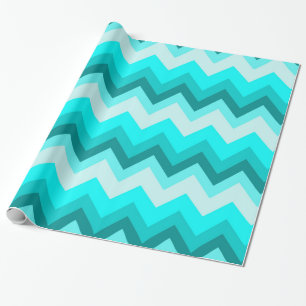 Ombre Girly Muster Aquamarin Türkis Zickzack Geschenkpapier