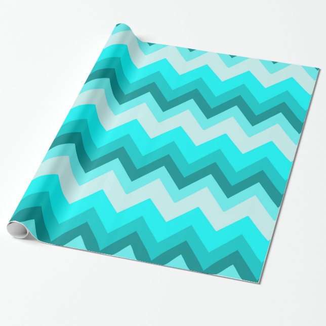Ombre Girly Muster Aquamarin Türkis Zickzack Geschenkpapier (Ungerollt)