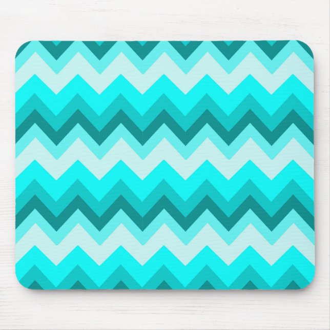Ombre Girly Muster Aquamarin Türkis Zickzack Mousepad (Vorne)