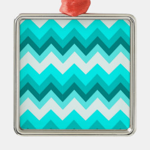 Ombre Girly Muster Aquamarin Türkis Zickzack Silbernes Ornament