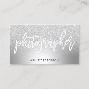 ombre Glitter des Fotografen silbernes metallische Visitenkarte