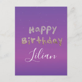 Ombré Glitzer Bubble Lettering Happy Birthday Postkarte
