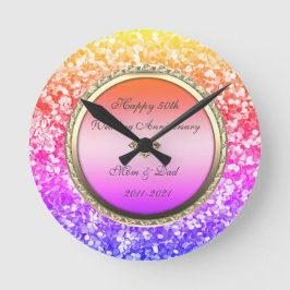 Ombre Glitzer Diamonds 50th Wedding Anniversary Runde Wanduhr