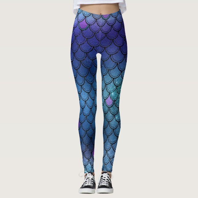 Ombre Glitzer Mermaid Scales Leggings (Vorderseite)