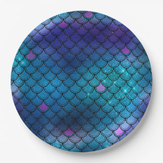 Ombre Glitzer Mermaid Scales Pappteller