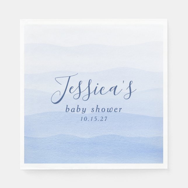 Ombre Gradient Dip Dye Blue Baby Dusche Serviette (Vorderseite)