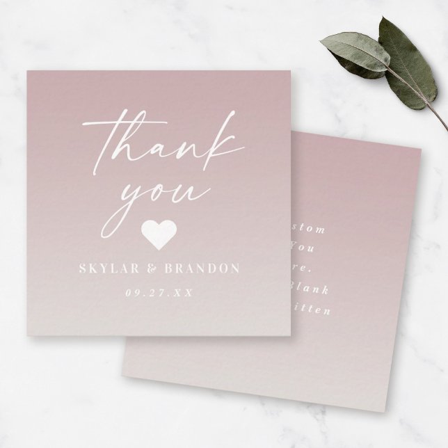 Ombre Gradient Mauve & Off-White Wedding Thank You Mitteilungskarte (Von Creator hochgeladen)