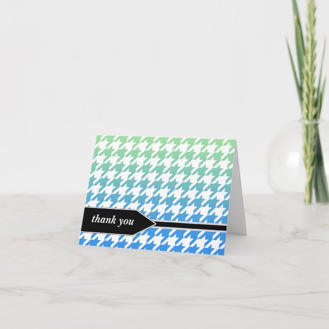 Ombre Green Blue Houndstooth Merci Cartes (Devant)