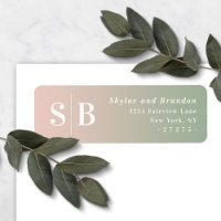 Ombre Green & Blush Pink Wedding Rücksendeadresse