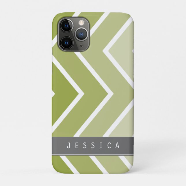 Ombre Green Zig Zag Chevrons Muster Case-Mate iPhone Hülle (Rückseite)