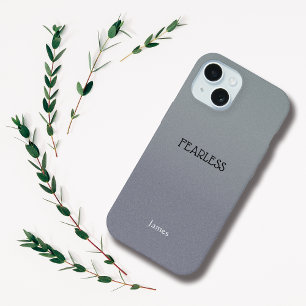 Ombre Grey Personalisiertes Zitat und Name Iphone 15 Hülle