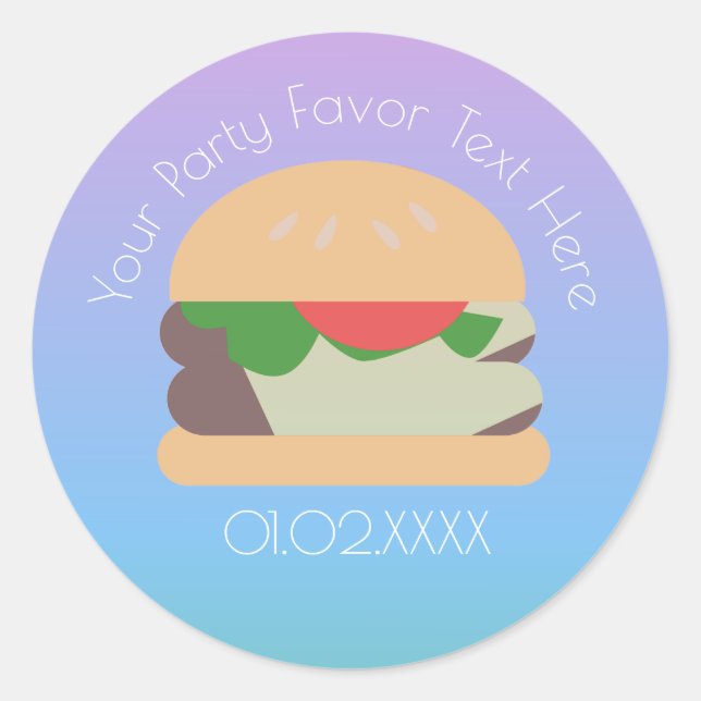 Ombre GRILLEN Hamburger vielen Dank Runder Aufkleber (Vorderseite)