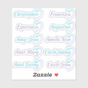 Ombre Guest List 10 Namen Kalligrafie Halbherz Aufkleber