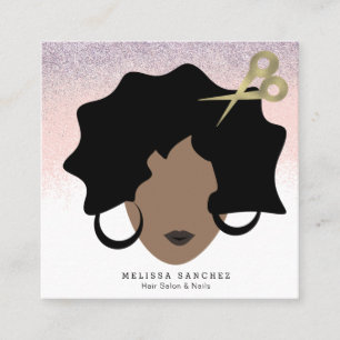Ombré-Haar falscher Gold-Glitter-Mädchen-Friseursa Quadratische Visitenkarte