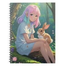 Ombre-haariges Mädchen mit ihrem Bunny