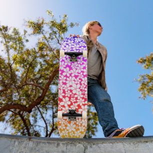 Ombre Hand Drawn Doodle Blume Muster Skateboard