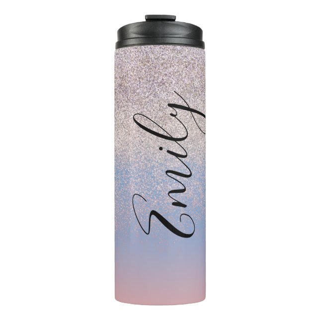 Ombre Imitats Sparkle Farbenfrohe Mit Monogramm Be Thermosbecher (Vorderseite)