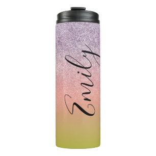 Ombre Imitats Sparkle Farbenfrohe Mit Monogramm Be Thermosbecher