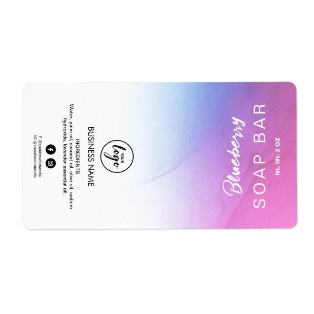 Ombre Ink Pastel Lila Soap Bar Labels (Vorne)