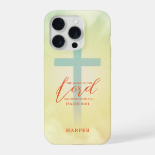 Ombre Kreuz Bibelvers personalisiert iPhone 15 Pro Hülle
