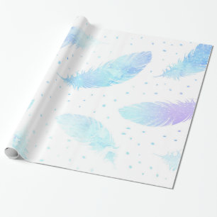 *~* Ombre Lavendel-Federn auf Weiß Geschenkpapier