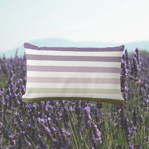 Ombre Lavender Field Streifen Lila und lebend grün Kissen Für Draußen