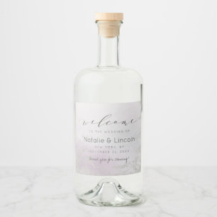 Ombre Lavender Lila Silberstreifen Hochzeit Alkoholflaschenetikett