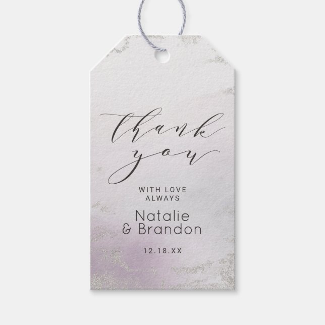 Ombre Light Lila Mattiert Foil Wedding Vielen Dank Geschenkanhänger (Vorderseite)