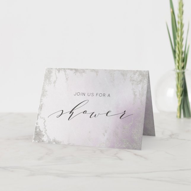 Ombre Light Lila Silver Couple Polterabend Einladung (Vorderseite)