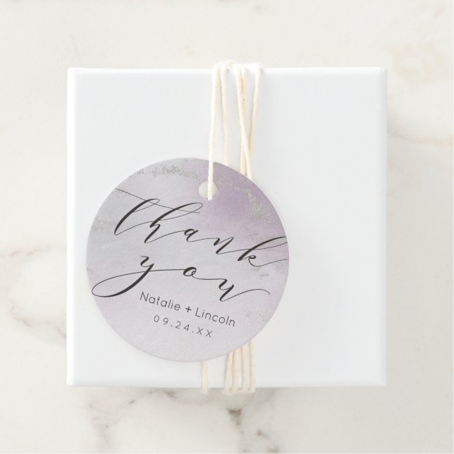 Ombre Light Lila Silver Foil Script Vielen Dank Geschenkanhänger (Beispiel)